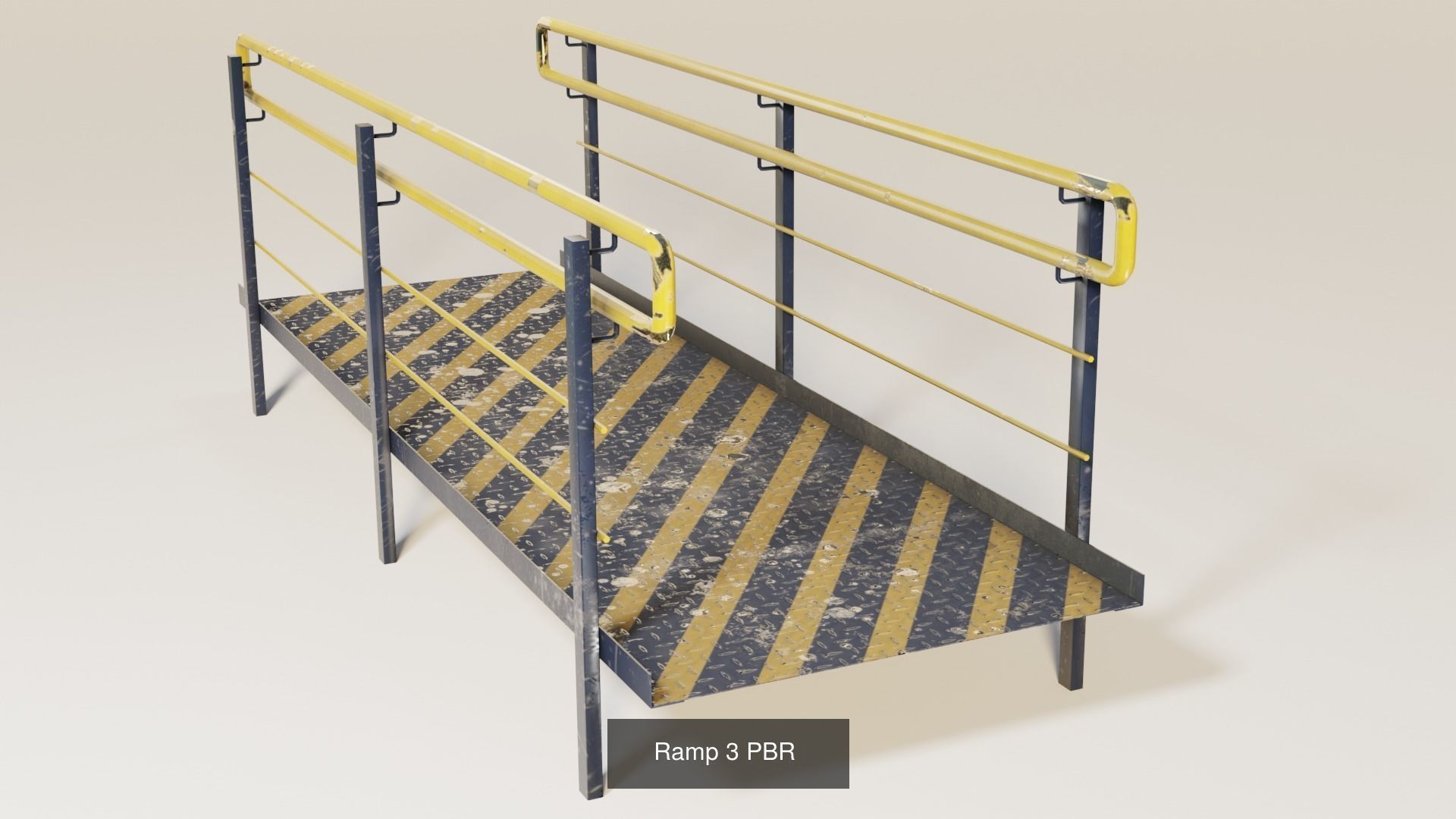 Set Ramp PBR metal ladder with stripes 3D Model Collection_8