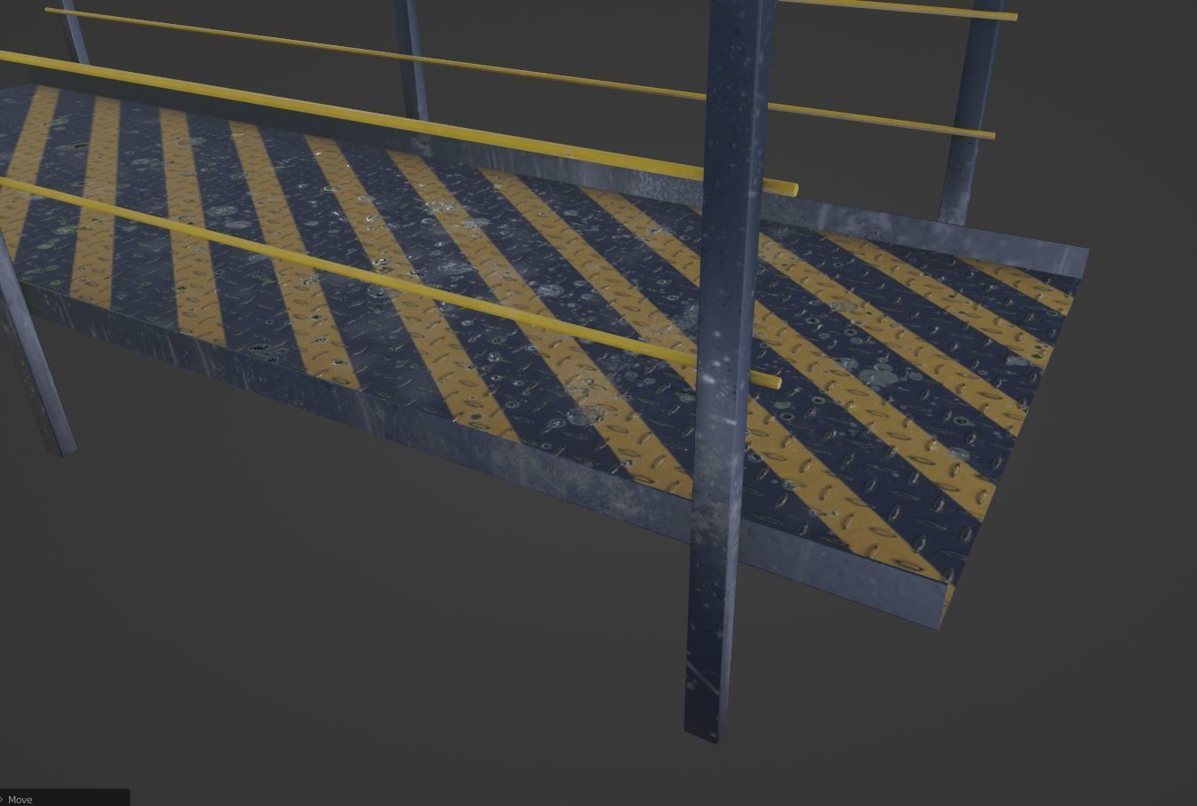 Set Ramp PBR metal ladder with stripes 3D Model Collection_36