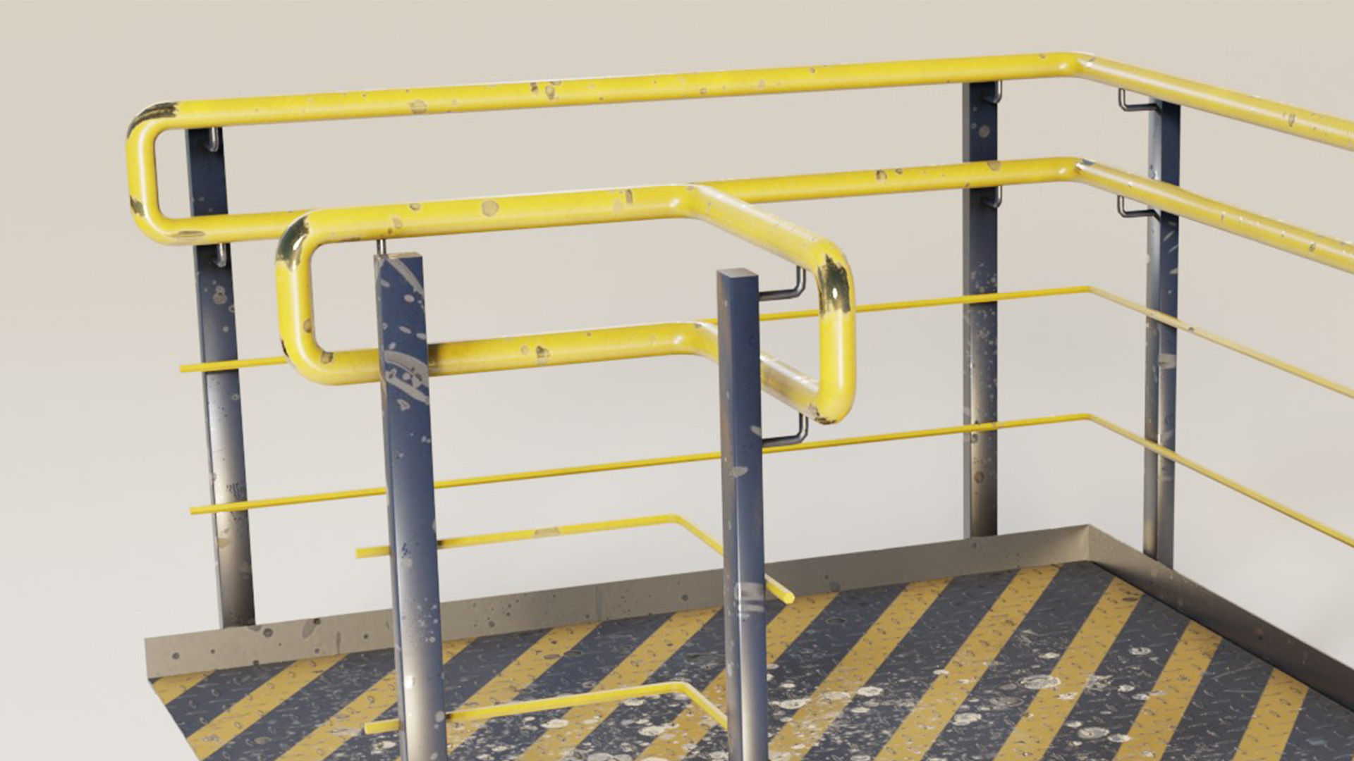 Set Ramp PBR metal ladder with stripes 3D Model Collection_21