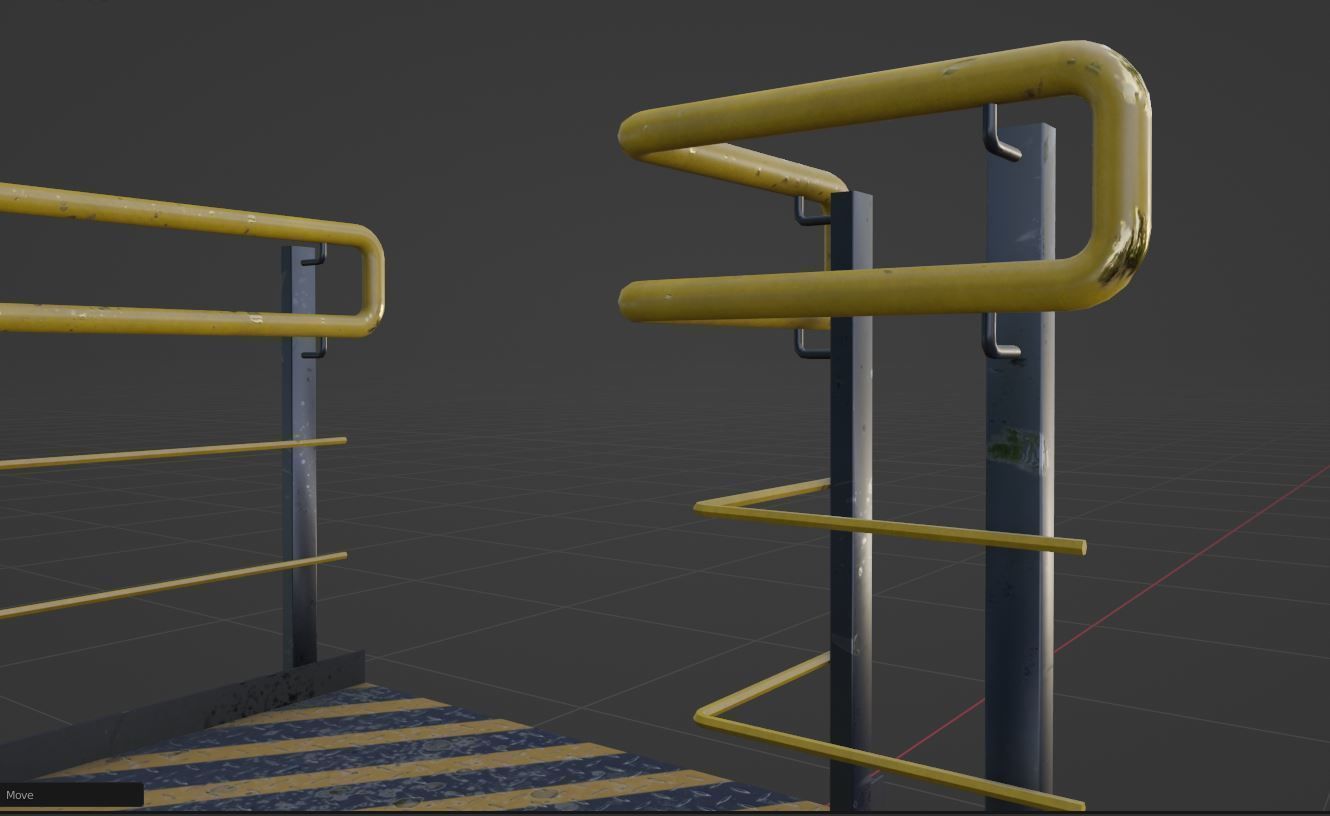 Set Ramp PBR metal ladder with stripes 3D Model Collection_13