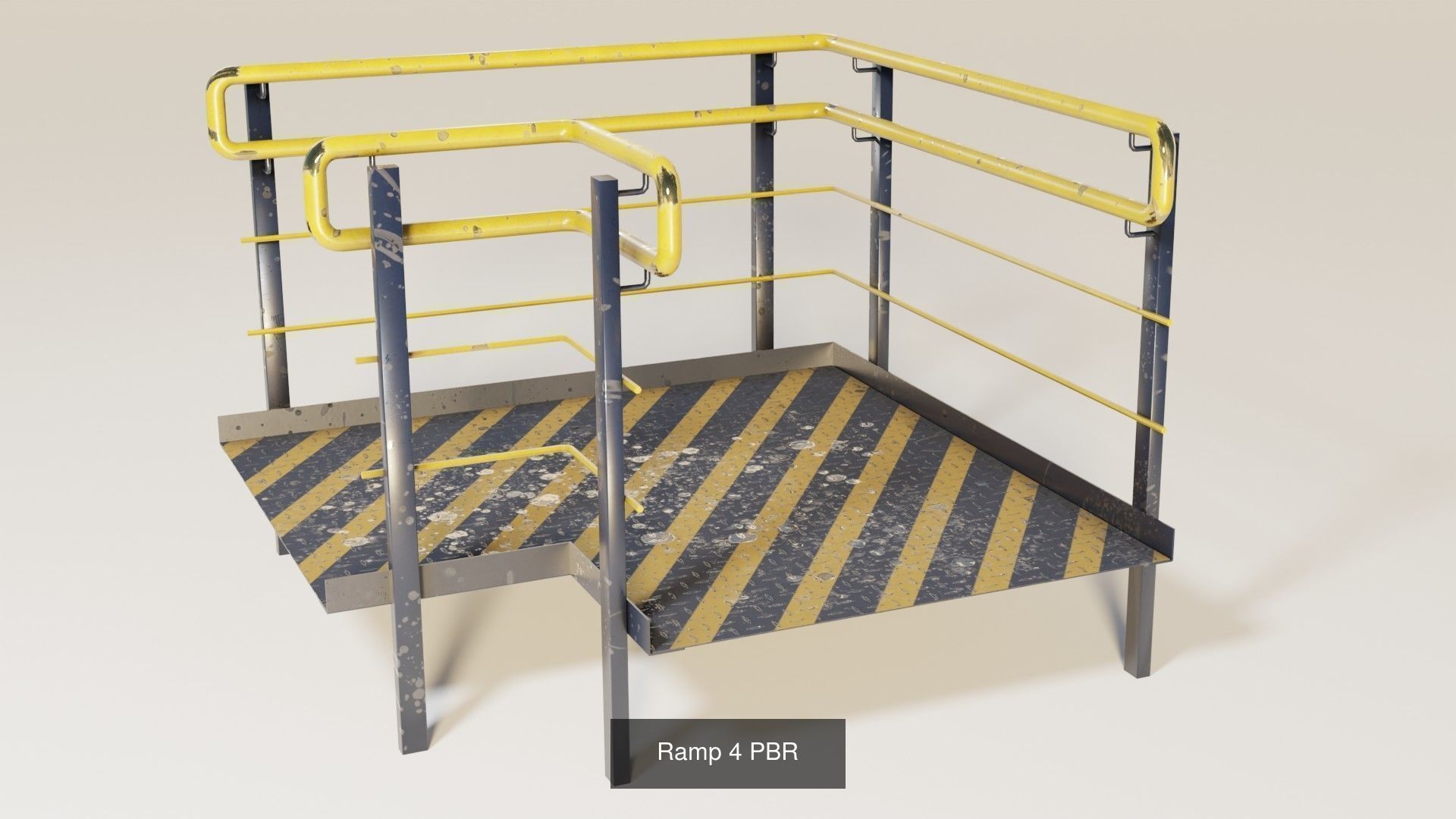 Set Ramp PBR metal ladder with stripes 3D Model Collection_10