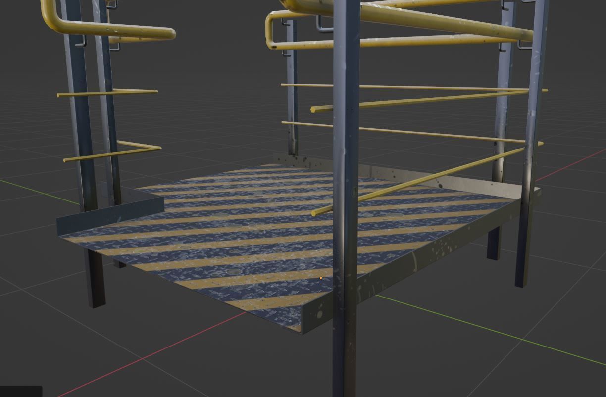 Set Ramp PBR metal ladder with stripes 3D Model Collection_7