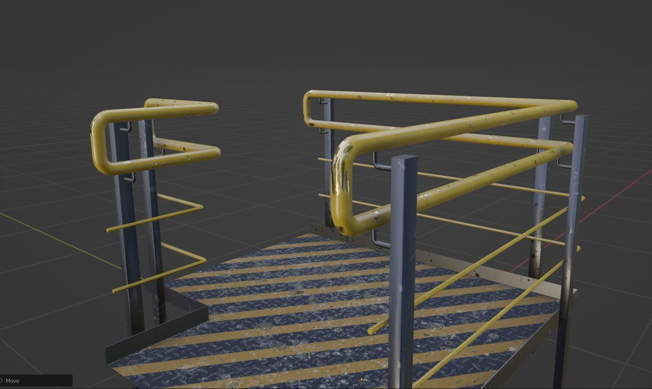 Set Ramp PBR metal ladder with stripes 3D Model Collection_11