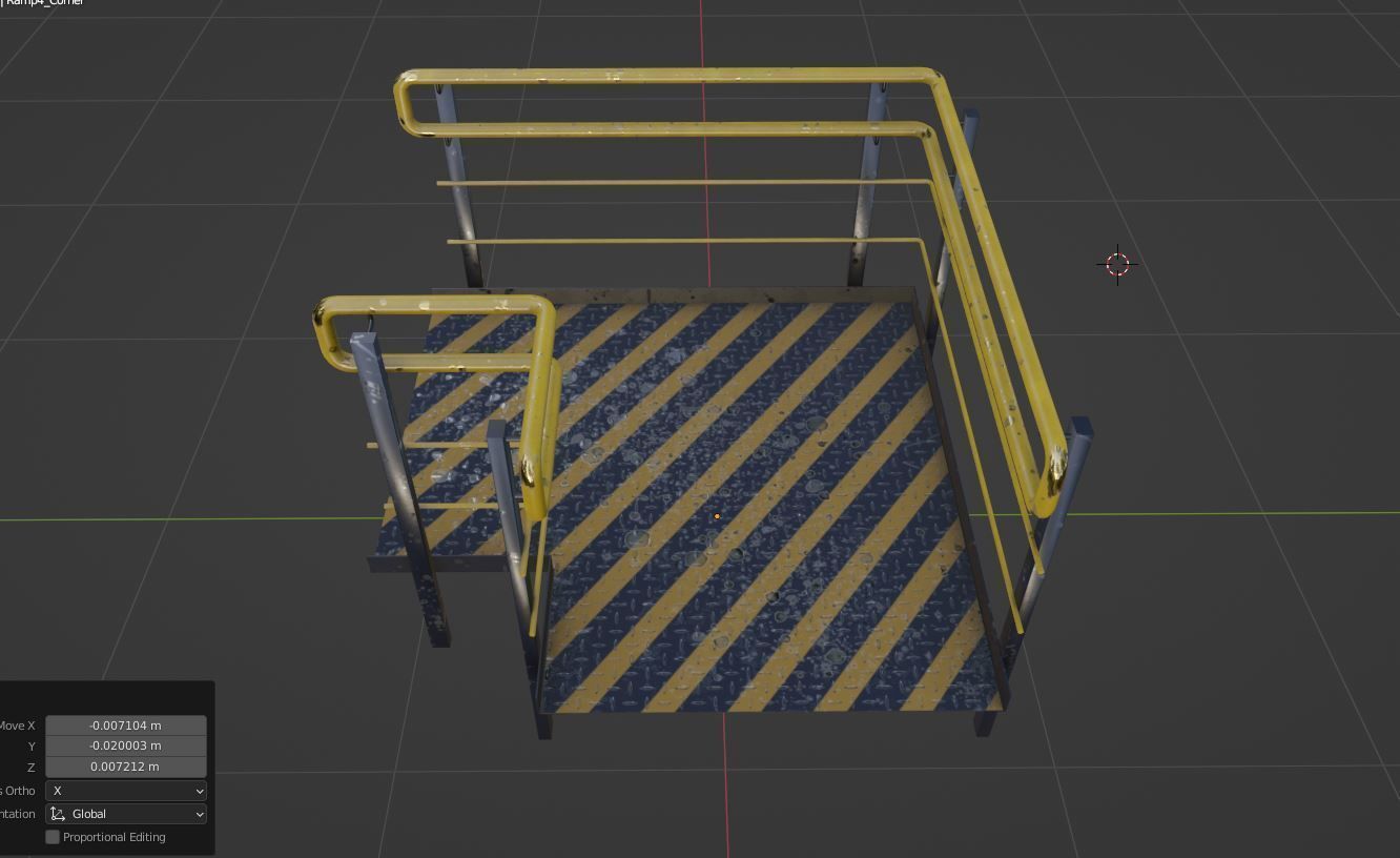 Set Ramp PBR metal ladder with stripes 3D Model Collection_3