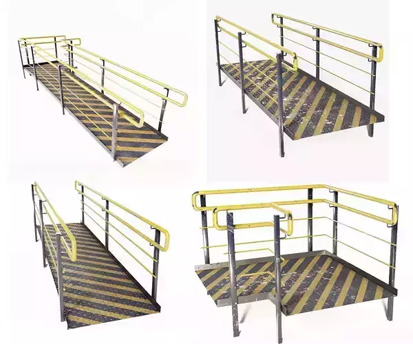 Set Ramp PBR metal ladder with stripes