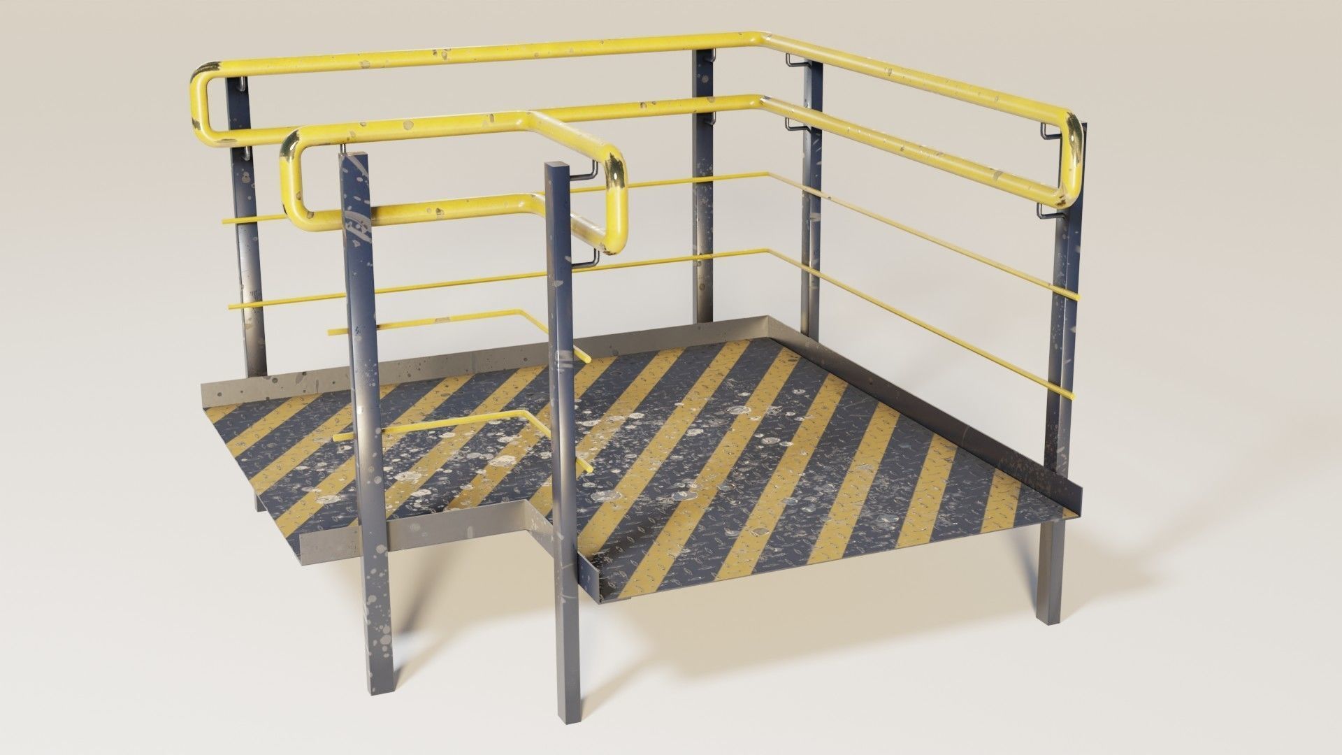 Set Ramp PBR metal ladder with stripes 3D Model Collection_19