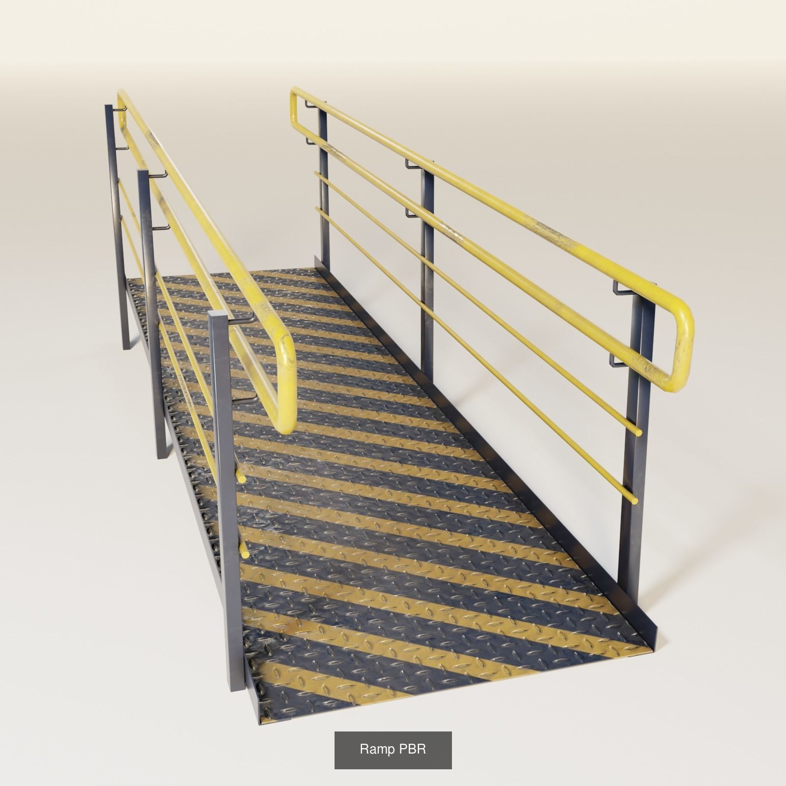 Set Ramp PBR metal ladder with stripes 3D Model Collection_4