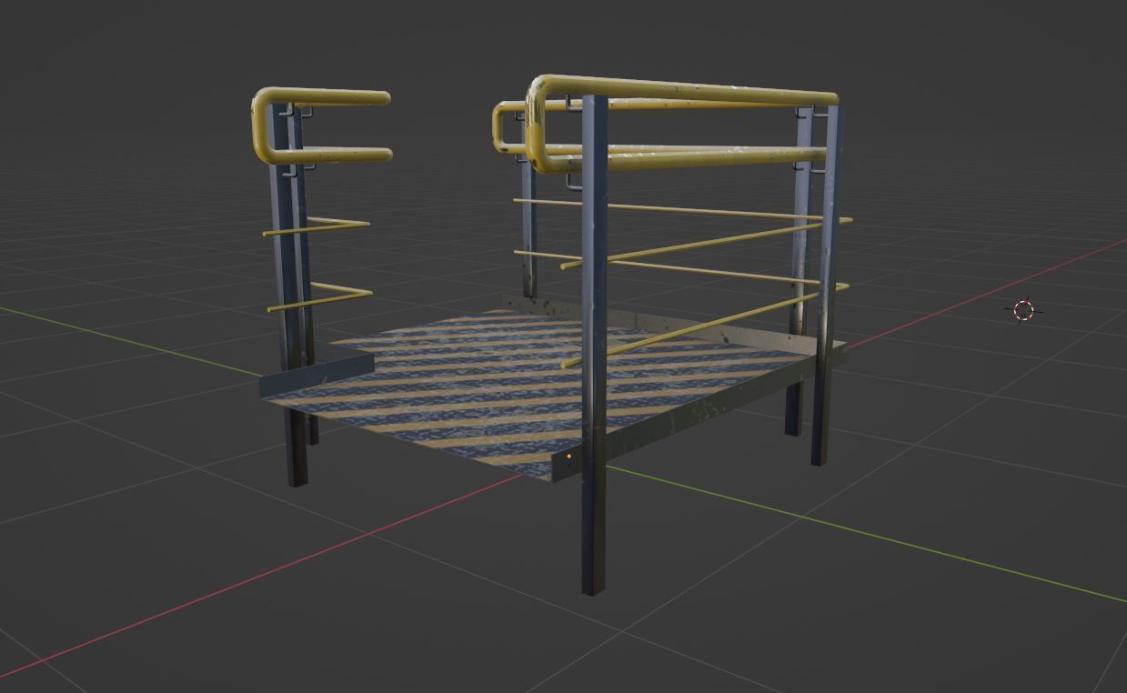 Set Ramp PBR metal ladder with stripes 3D Model Collection_5