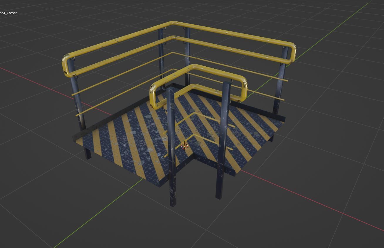 Set Ramp PBR metal ladder with stripes 3D Model Collection_9