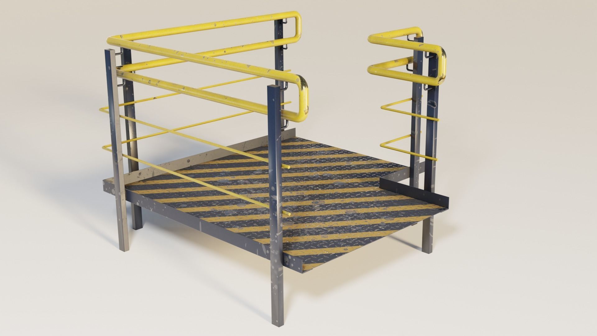 Set Ramp PBR metal ladder with stripes 3D Model Collection_30