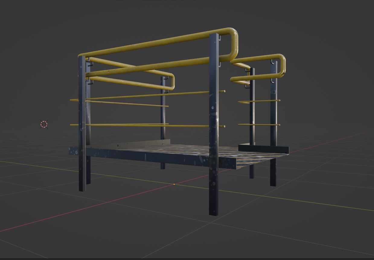 Set Ramp PBR metal ladder with stripes 3D Model Collection_12