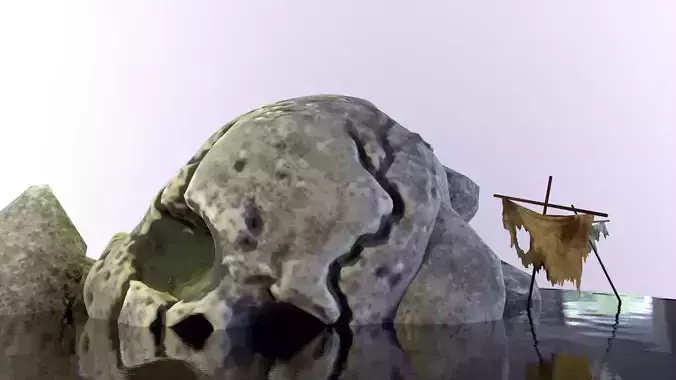 Game ready skull island rocky mountain stylized asset