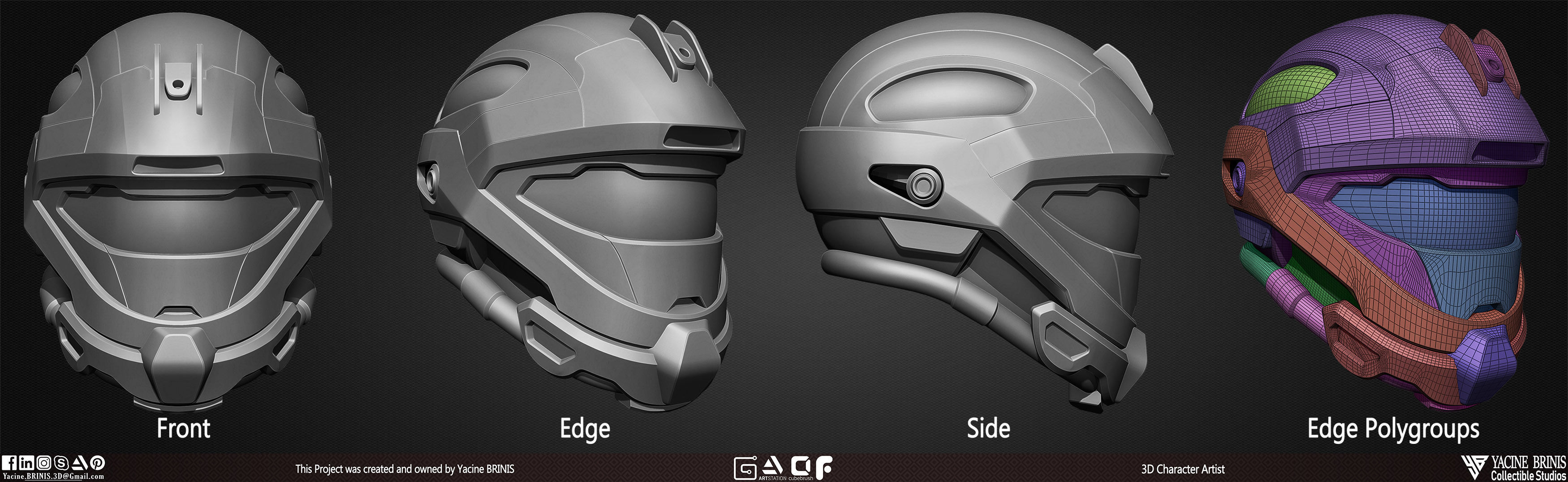 Pack of 20 Helmets Volume 01 Low-poly 3D model_7
