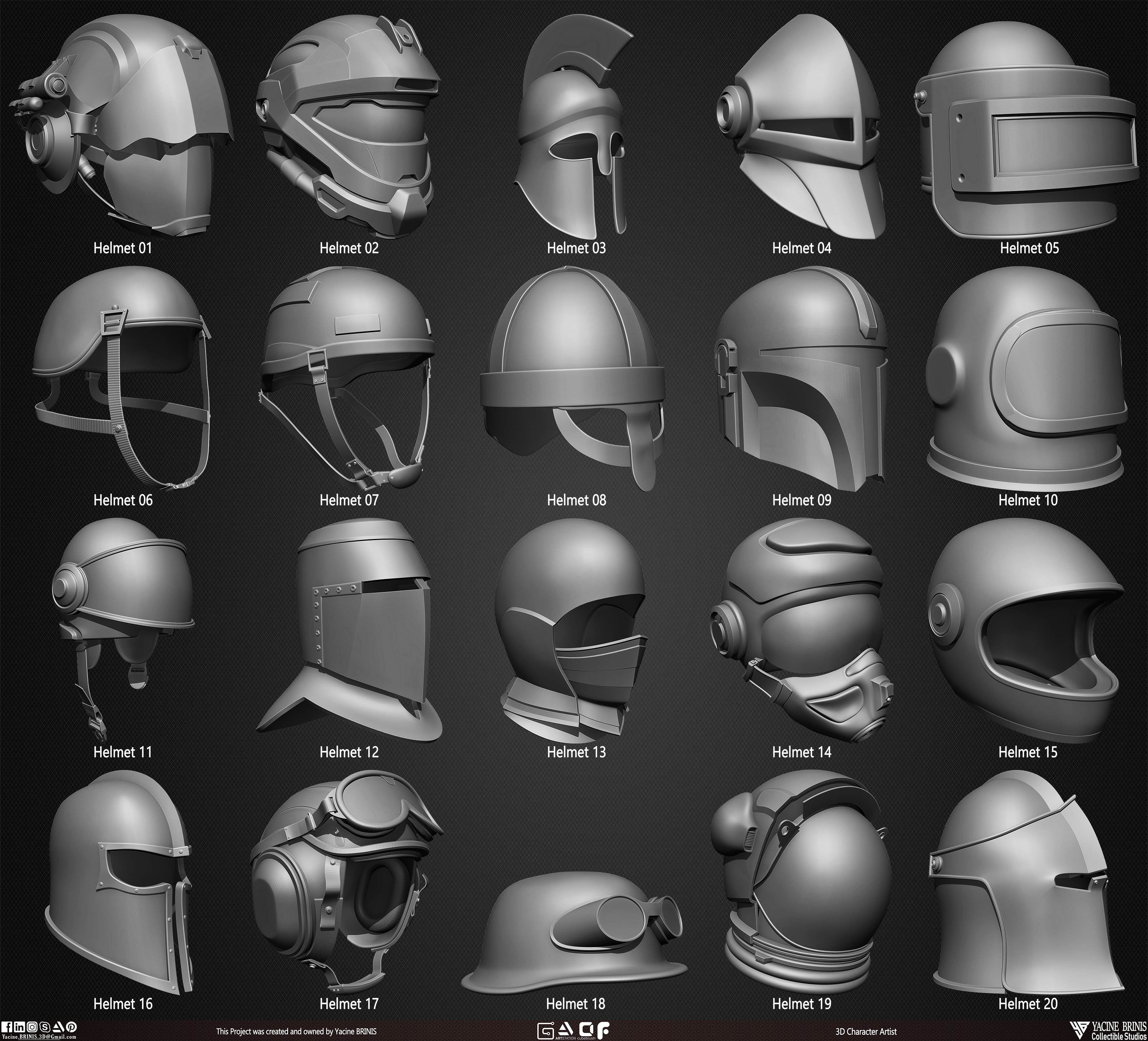Pack of 20 Helmets Volume 01 Low-poly 3D model_3