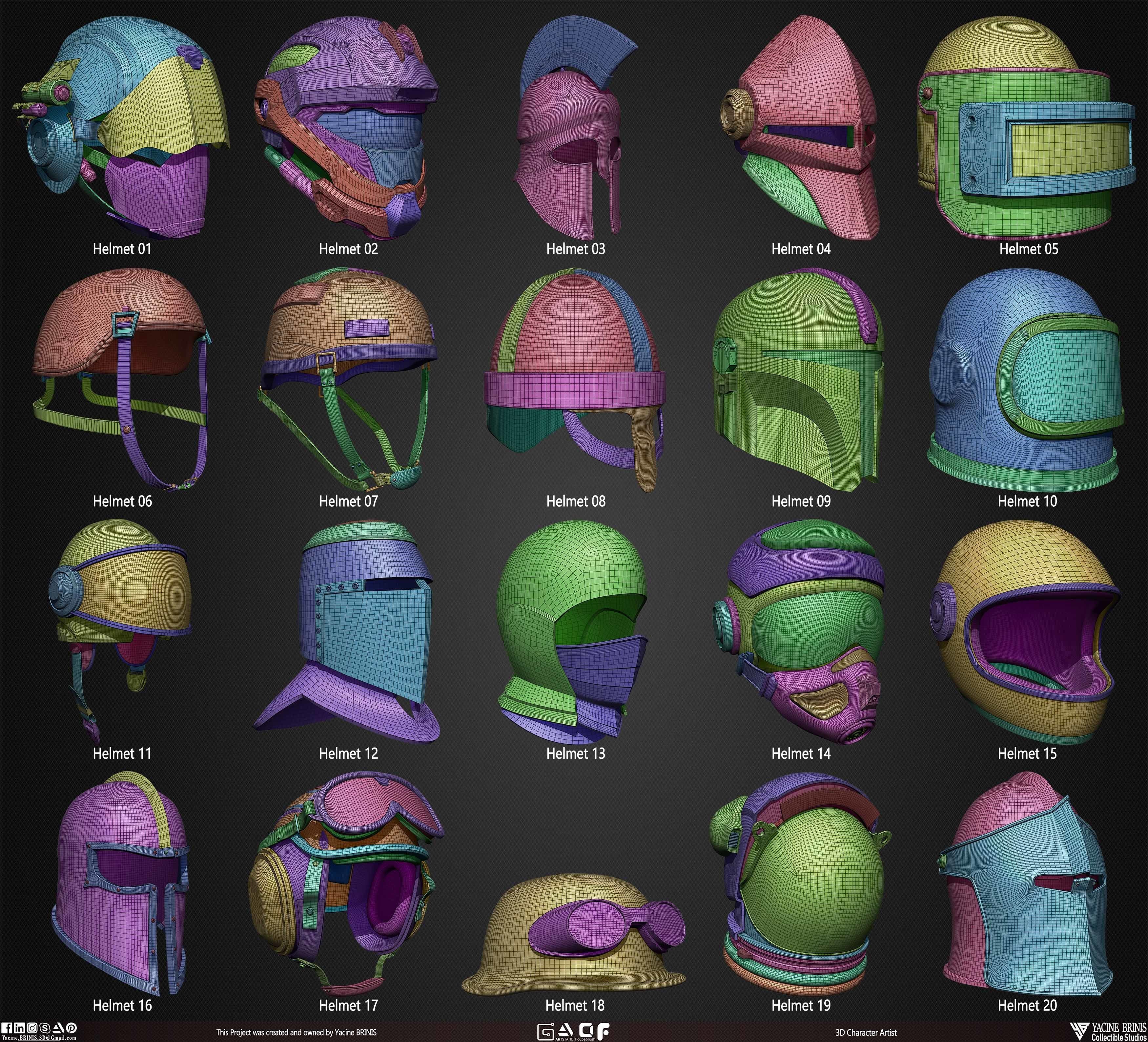 Pack of 20 Helmets Volume 01 Low-poly 3D model_5