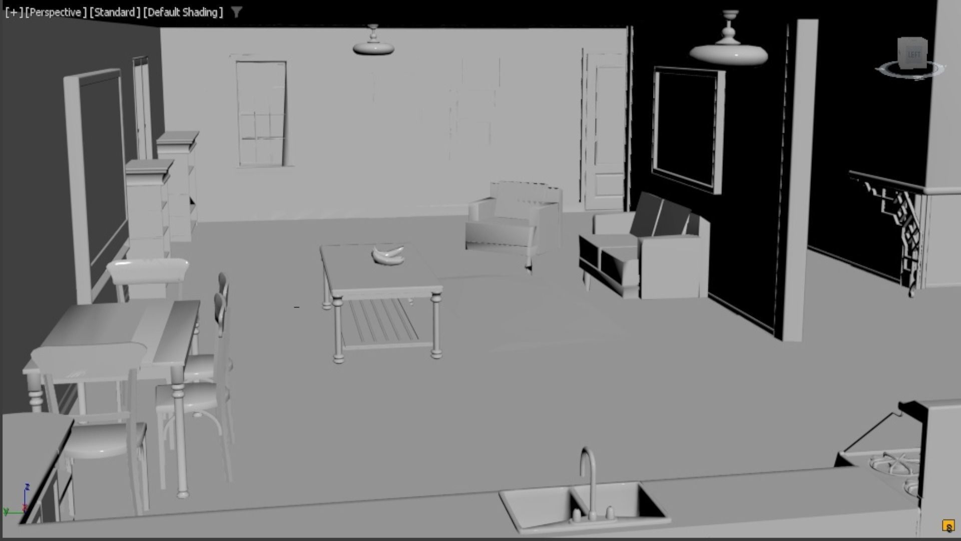 House with interior no textured  3D model_10