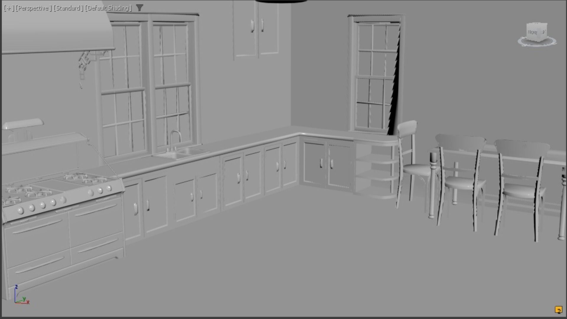 House with interior no textured  3D model_9