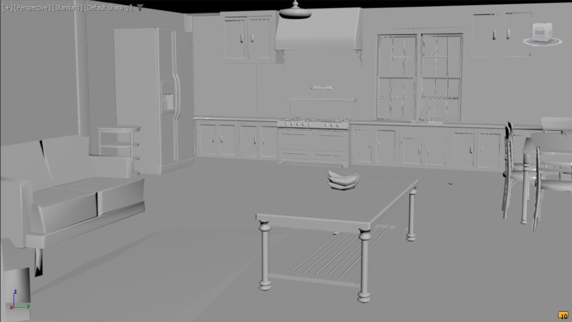 House with interior no textured  3D model_8