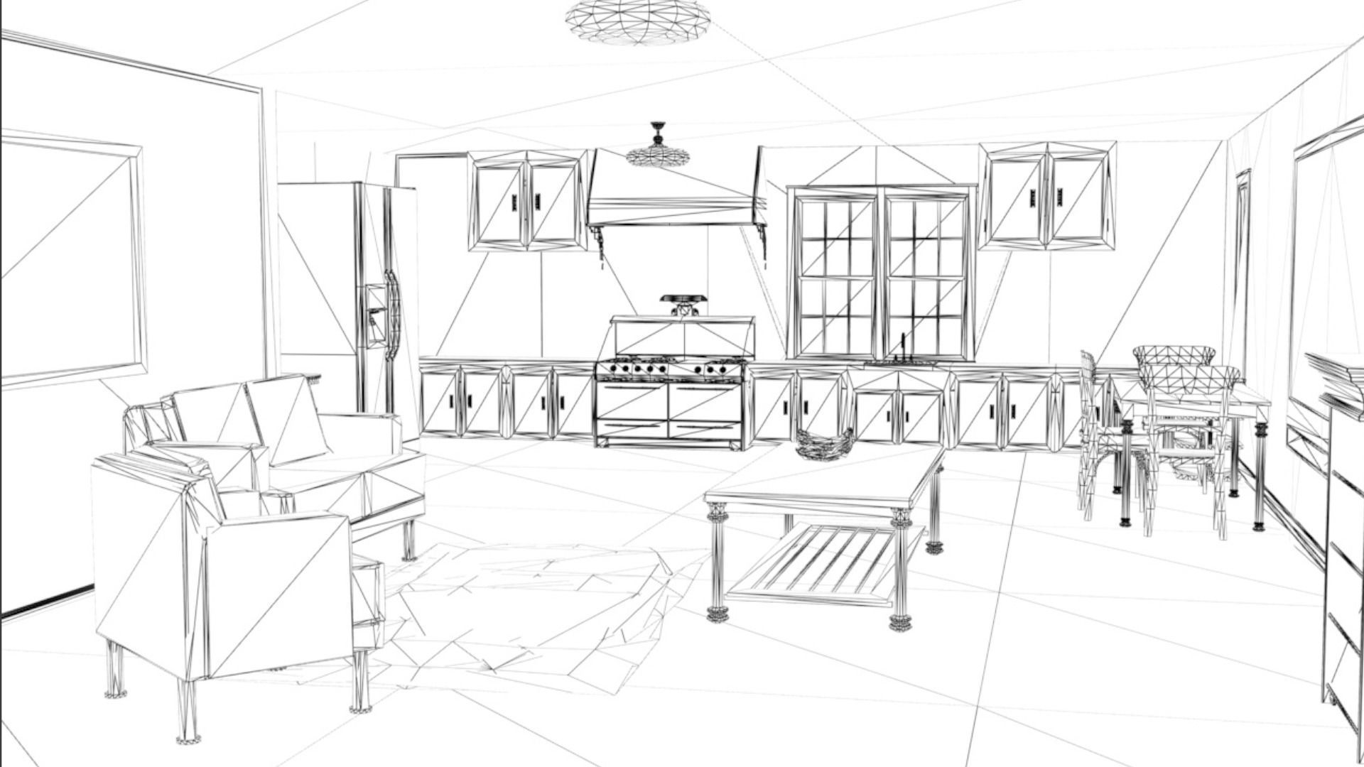 House with interior no textured  3D model_17