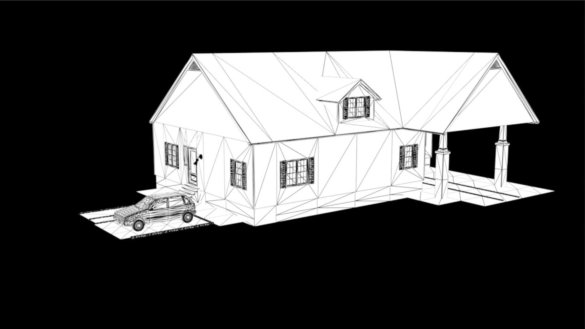 House with interior no textured  3D model_15