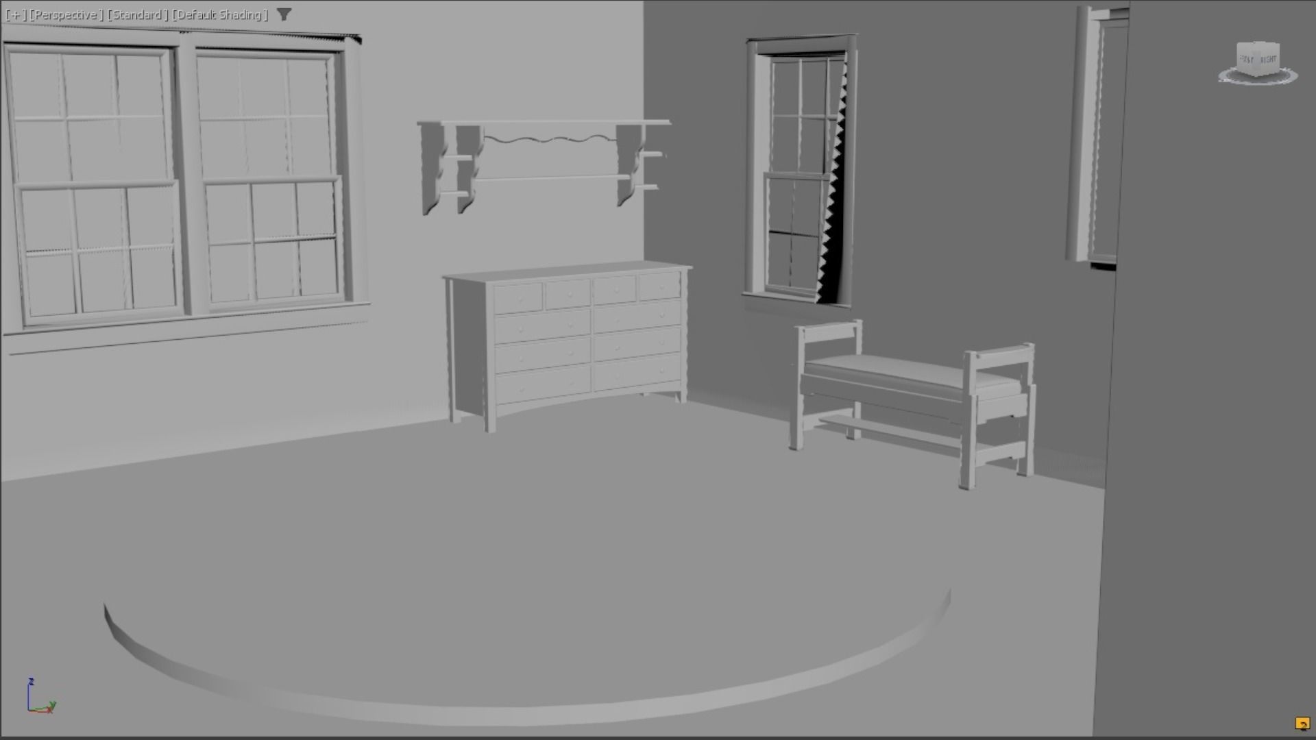 House with interior no textured  3D model_5