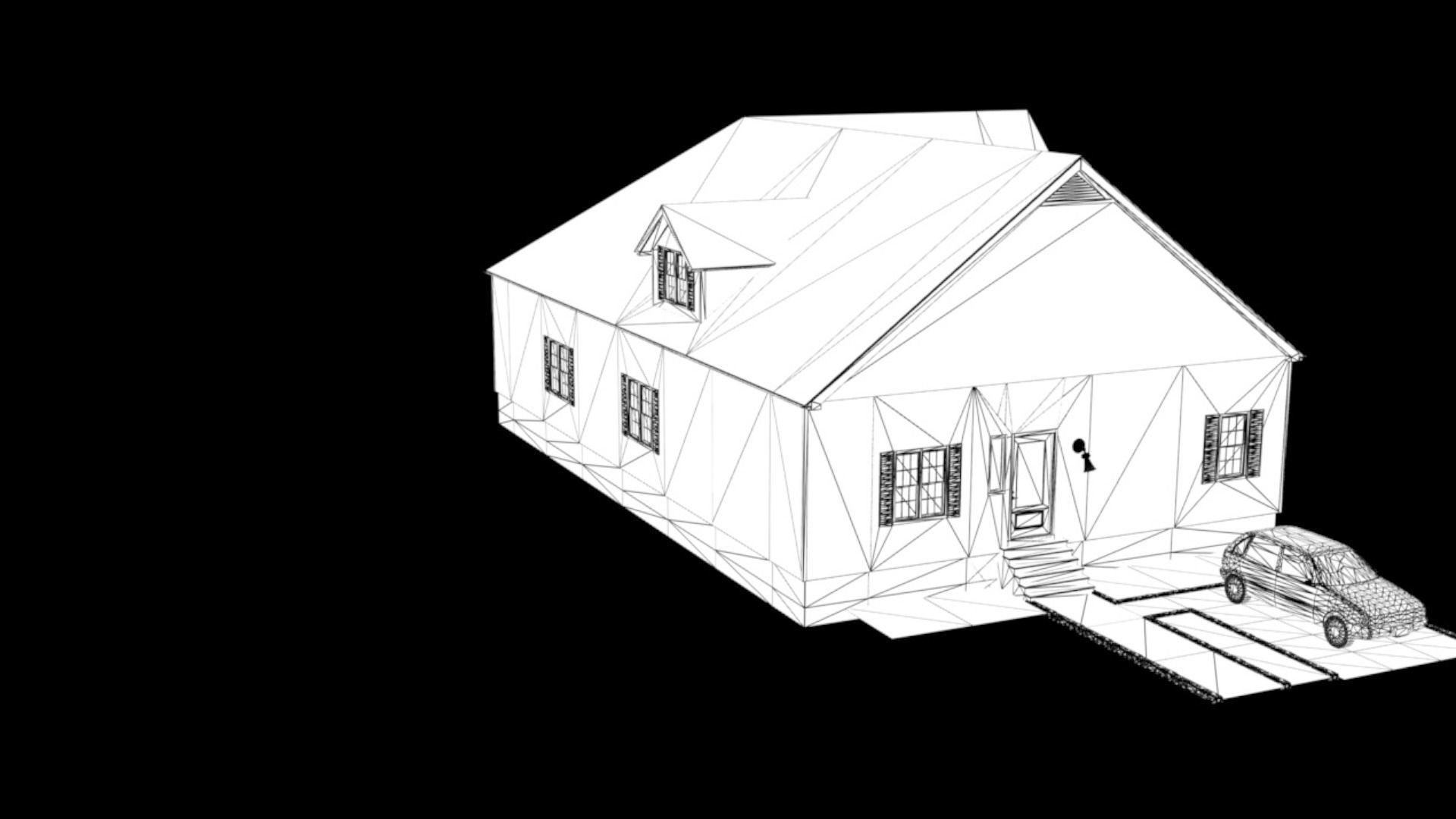 House with interior no textured  3D model_16