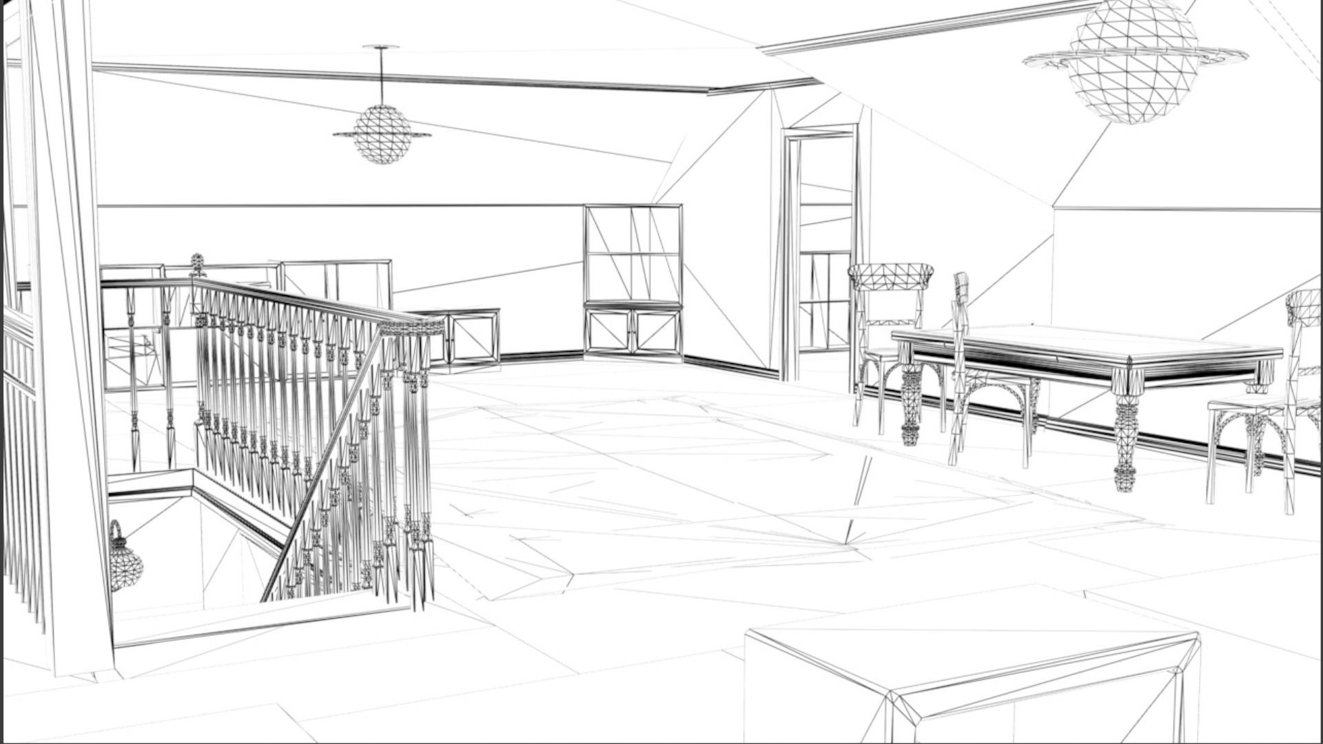 House with interior no textured  3D model_19