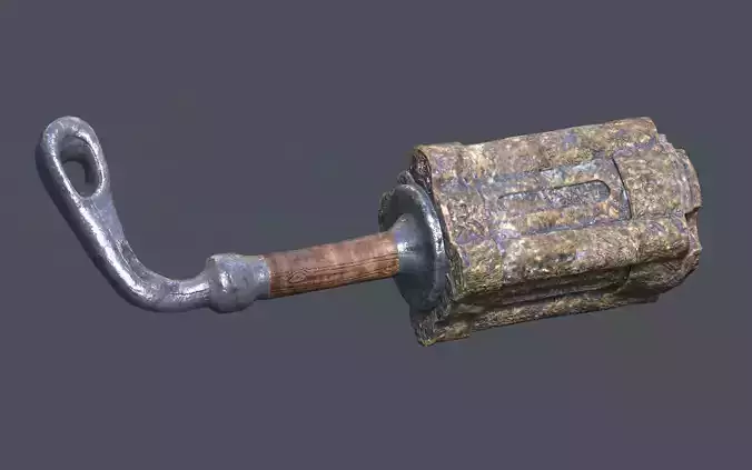 Hammer-Viking-Lowpoly-AR-VR piece of metal with wooden handle