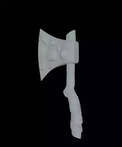 Axe weapon with crystals high-poly
