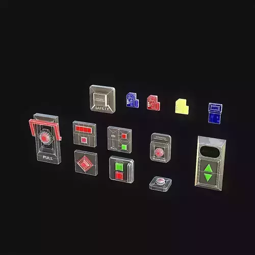 Sci-Fi Button Pack Low-poly 3D model