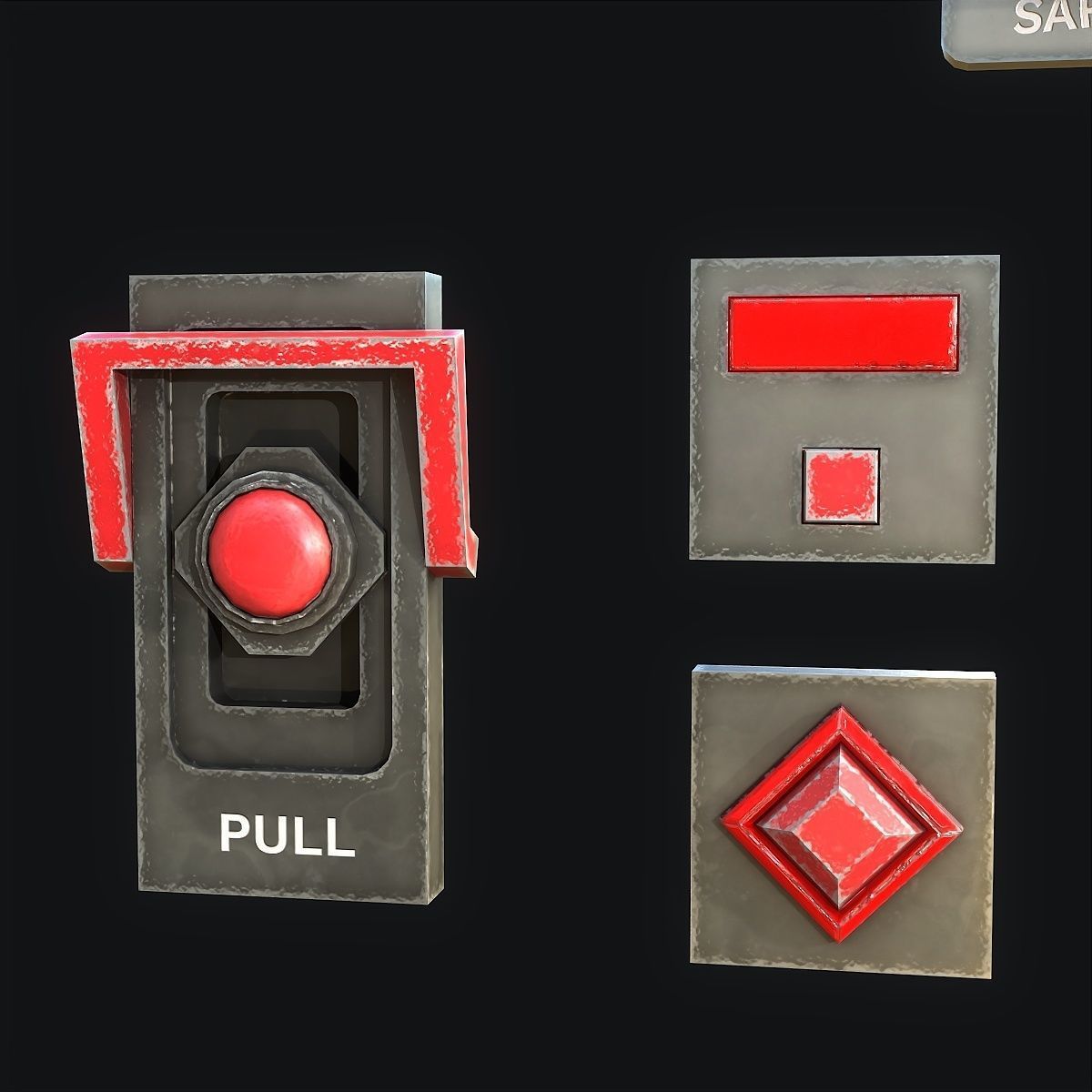 Sci-Fi Button Pack Low-poly 3D model_4