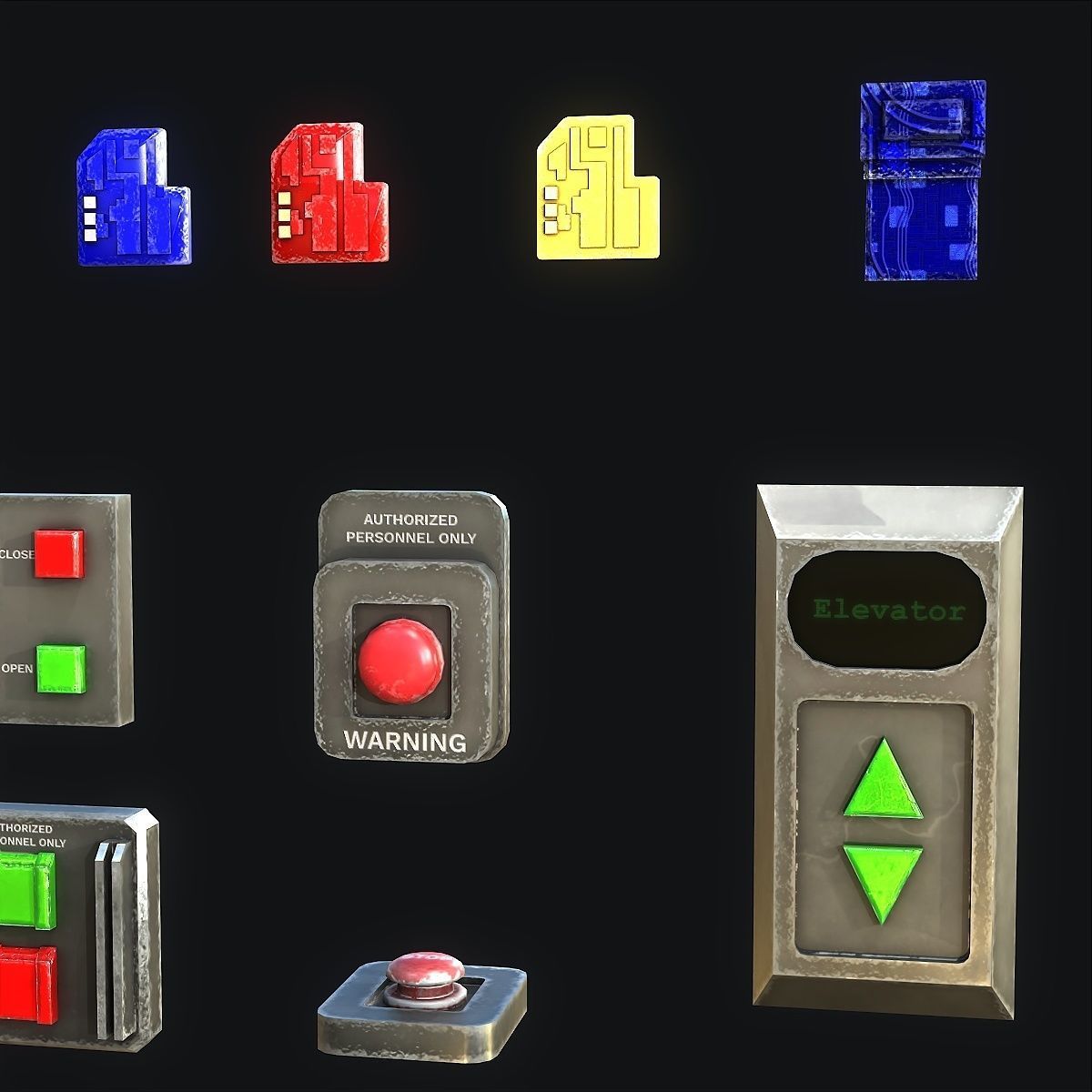 Sci-Fi Button Pack Low-poly 3D model_6