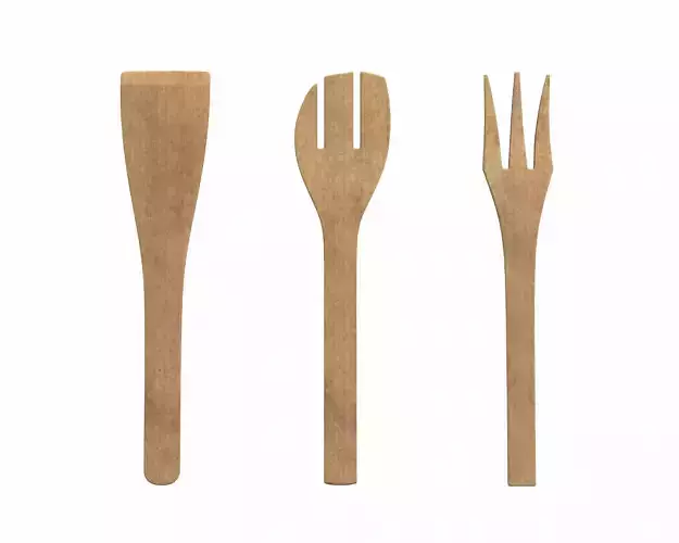 Wooden Spatula Collection -Set of 3 3D model
