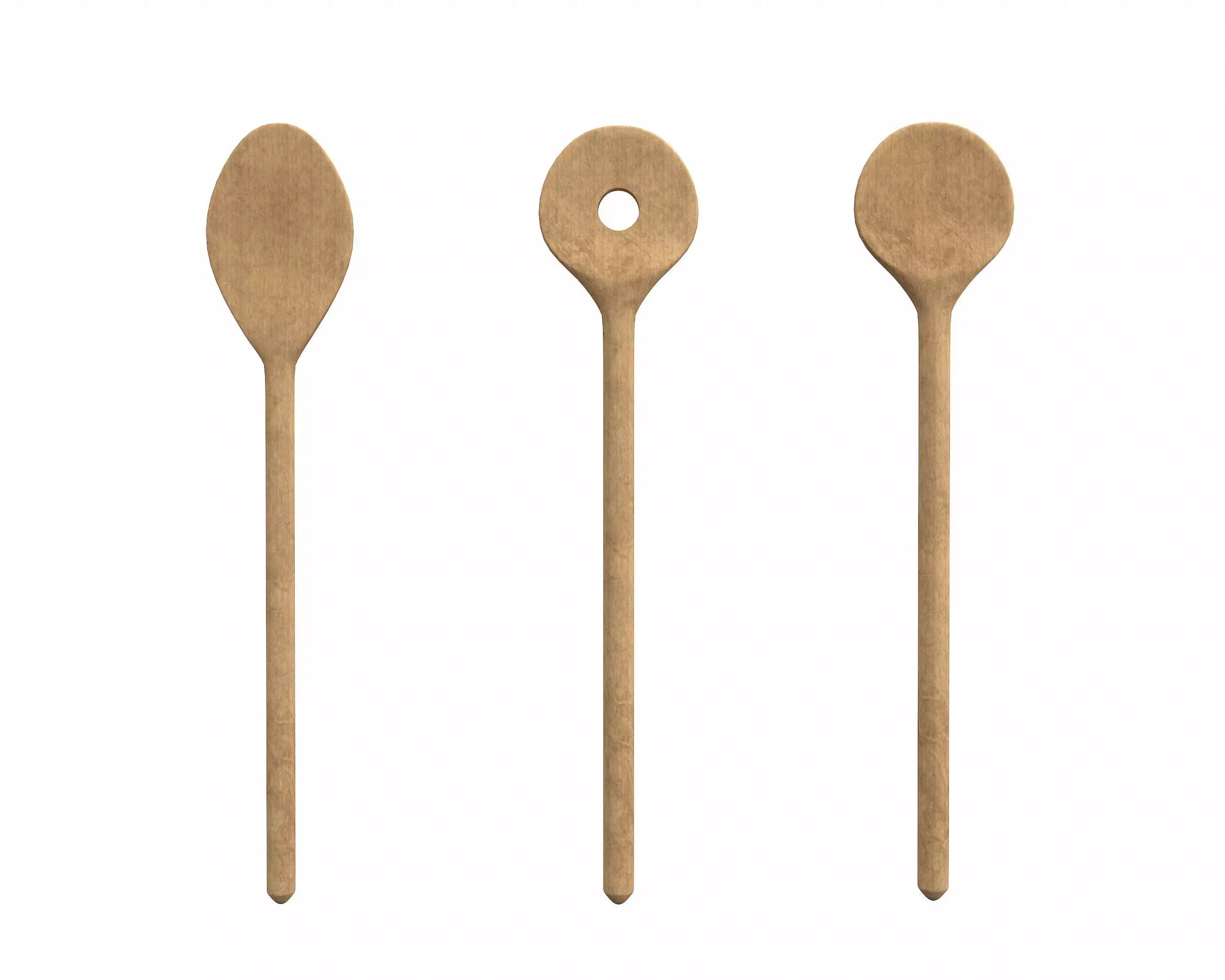 Wooden Spoons -Set of 3 3D model