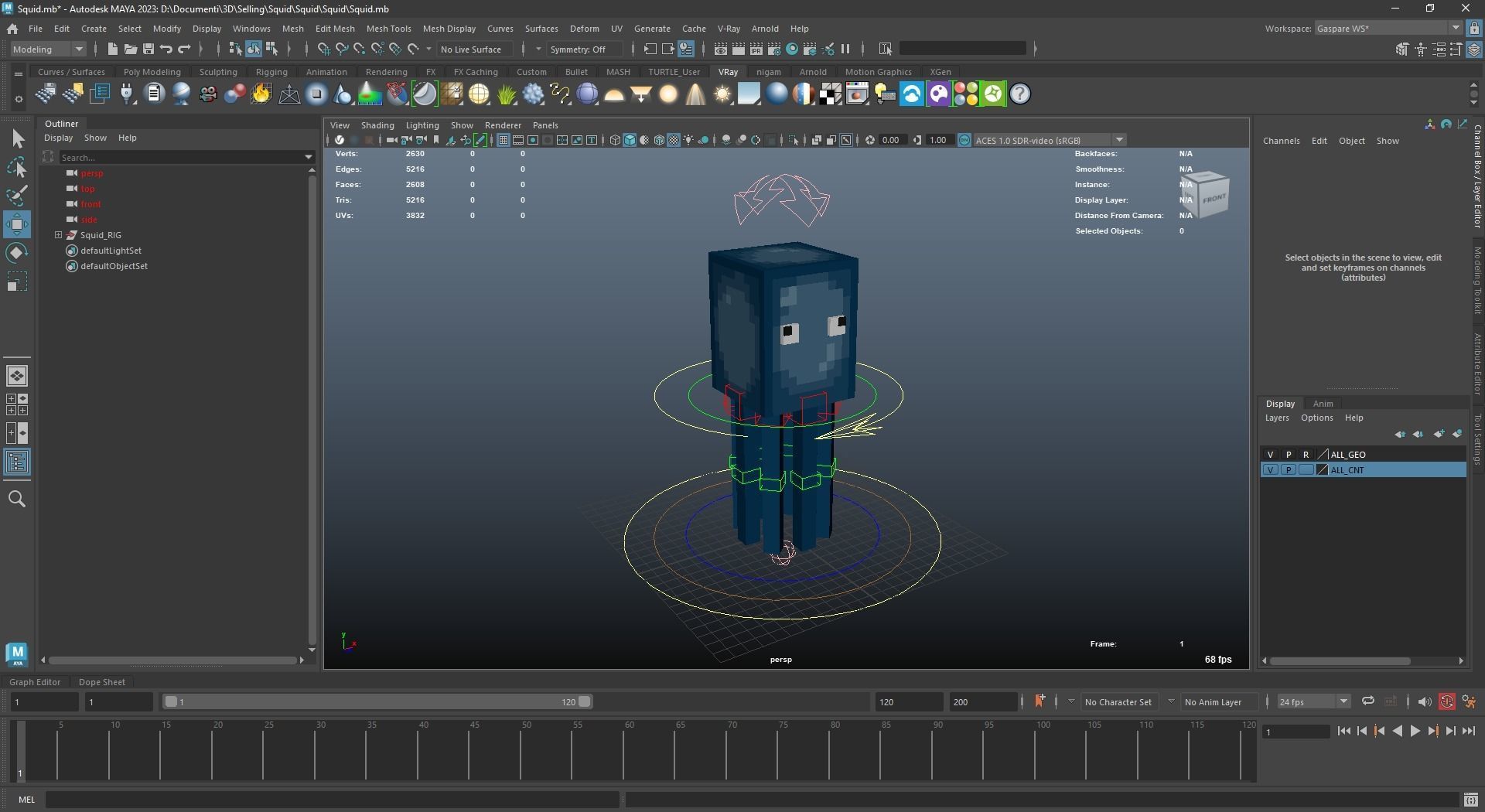 Minecraft Squid Low-poly 3D model_8