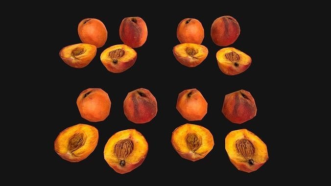 Peach peaches Farm Village Fruit Food Low-poly 3D model 3