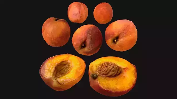 Peach peaches Farm Village Fruit Food Low-poly 3D model