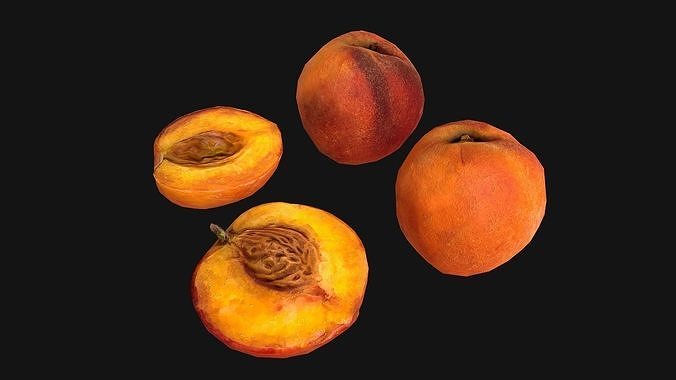 Peach peaches Farm Village Fruit Food Low-poly 3D model 7