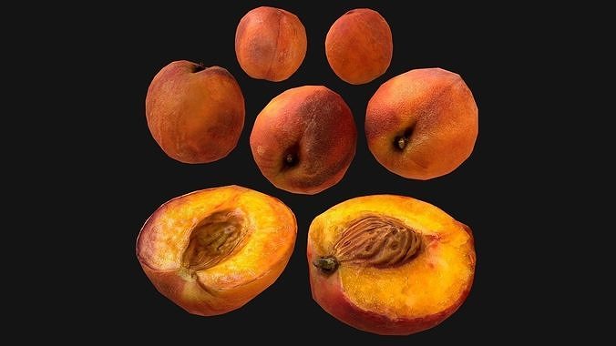 Peach peaches Farm Village Fruit Food Low-poly 3D model 4