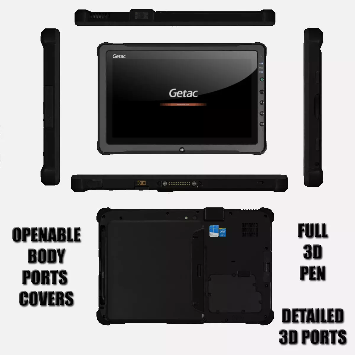 Getac F110 G3 Fully Rugged Tablet Low-poly 3D model_0