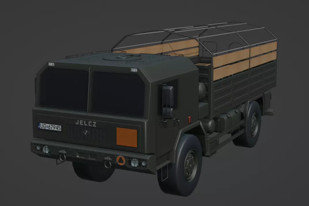 Jelcz 442 Polish army transport truck Low-poly 3D model_0