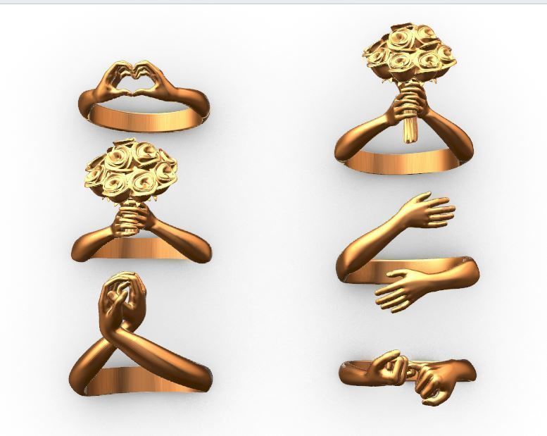hug rings 3D print model_1