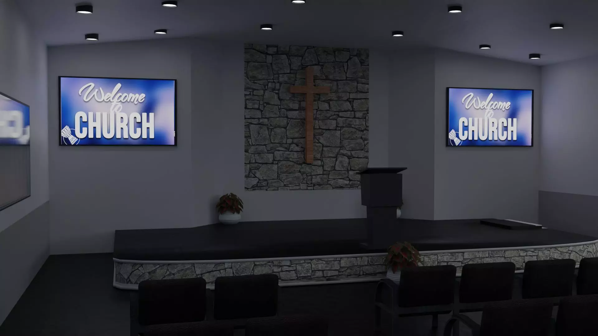 Small Modern Church Interior 3D model