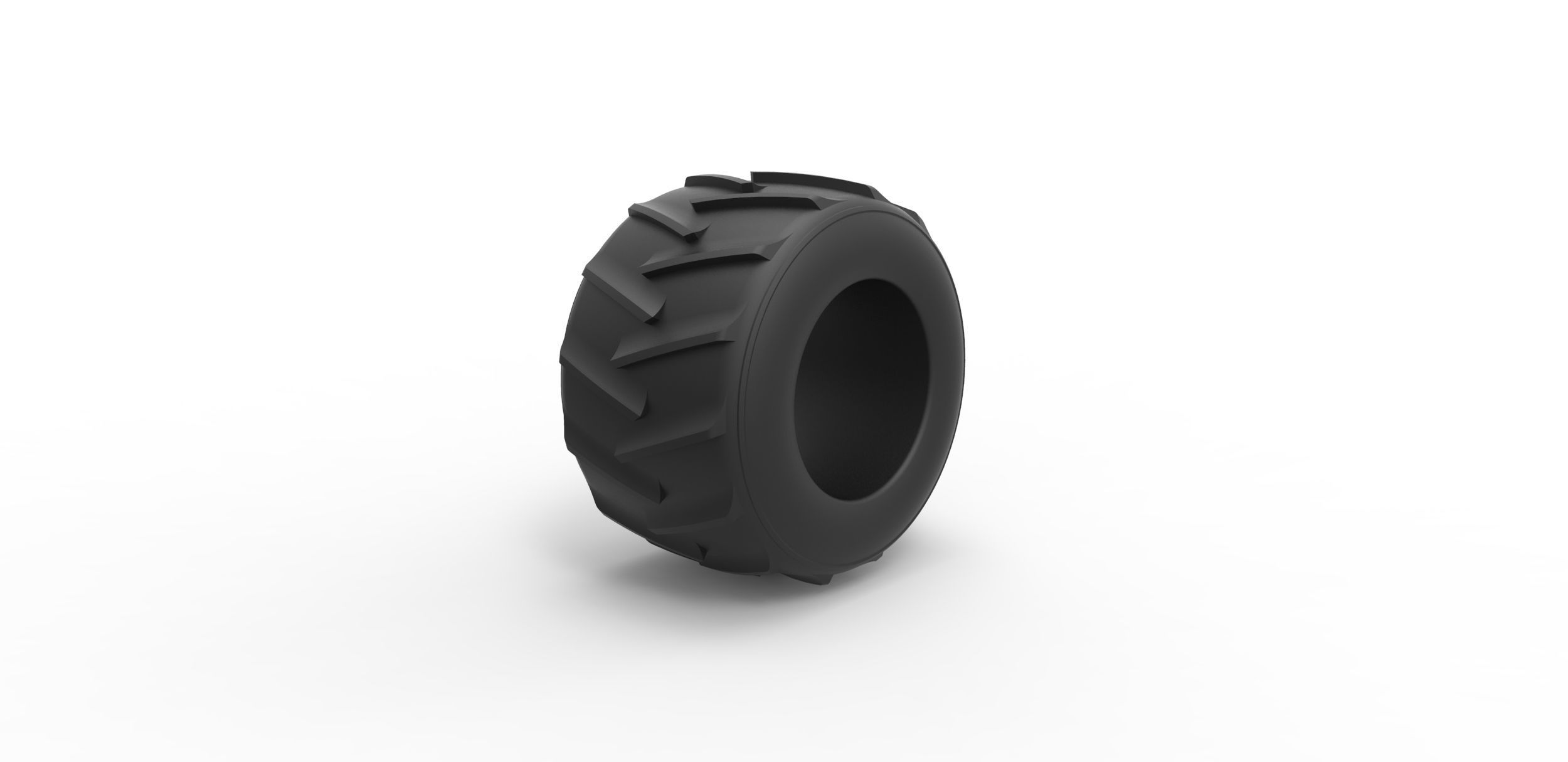 Old school pulling truck tire 2 Scale 1 to 25 3D print model_1