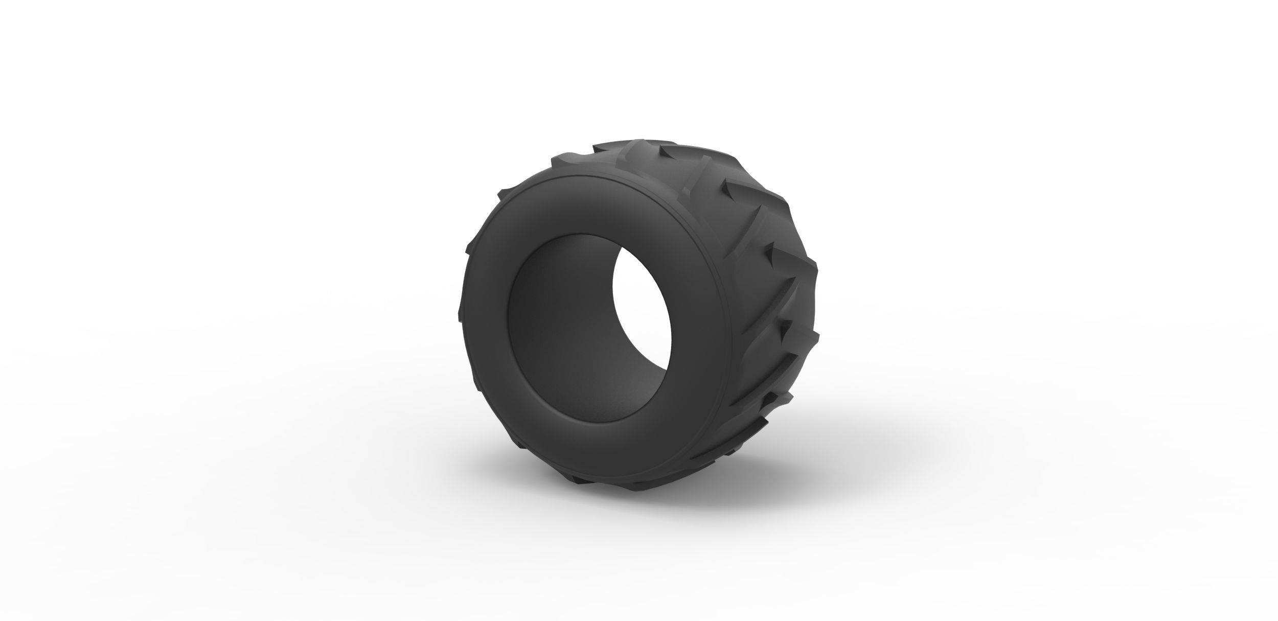 Old school pulling truck tire 2 Scale 1 to 25 3D print model_6