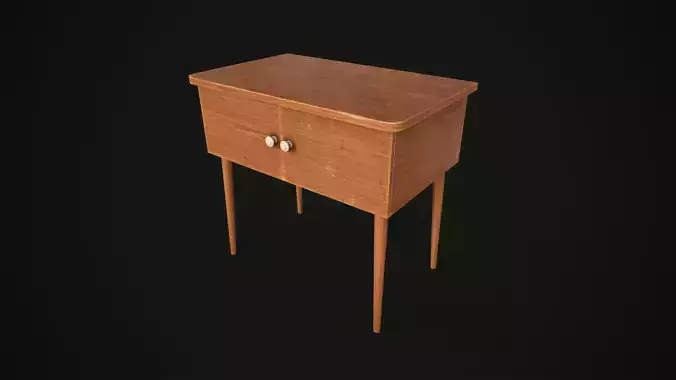 Old simple TV stand Free low-poly 3D model