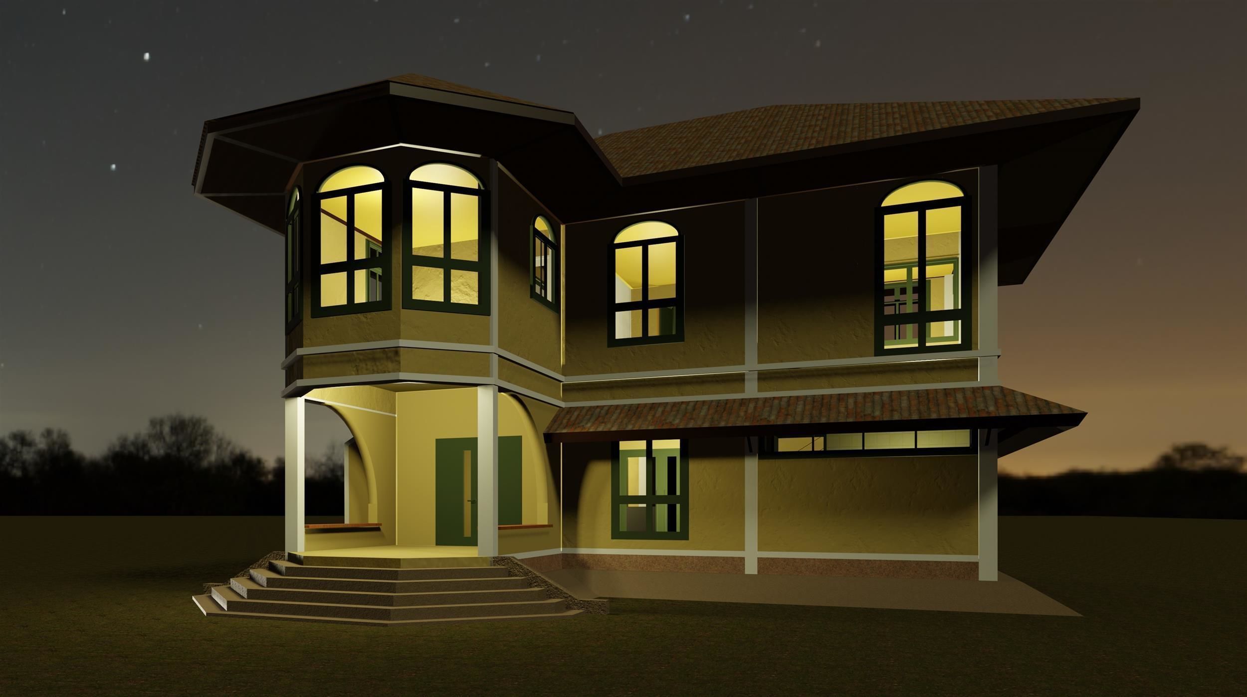 Colonial style house 3D model_4