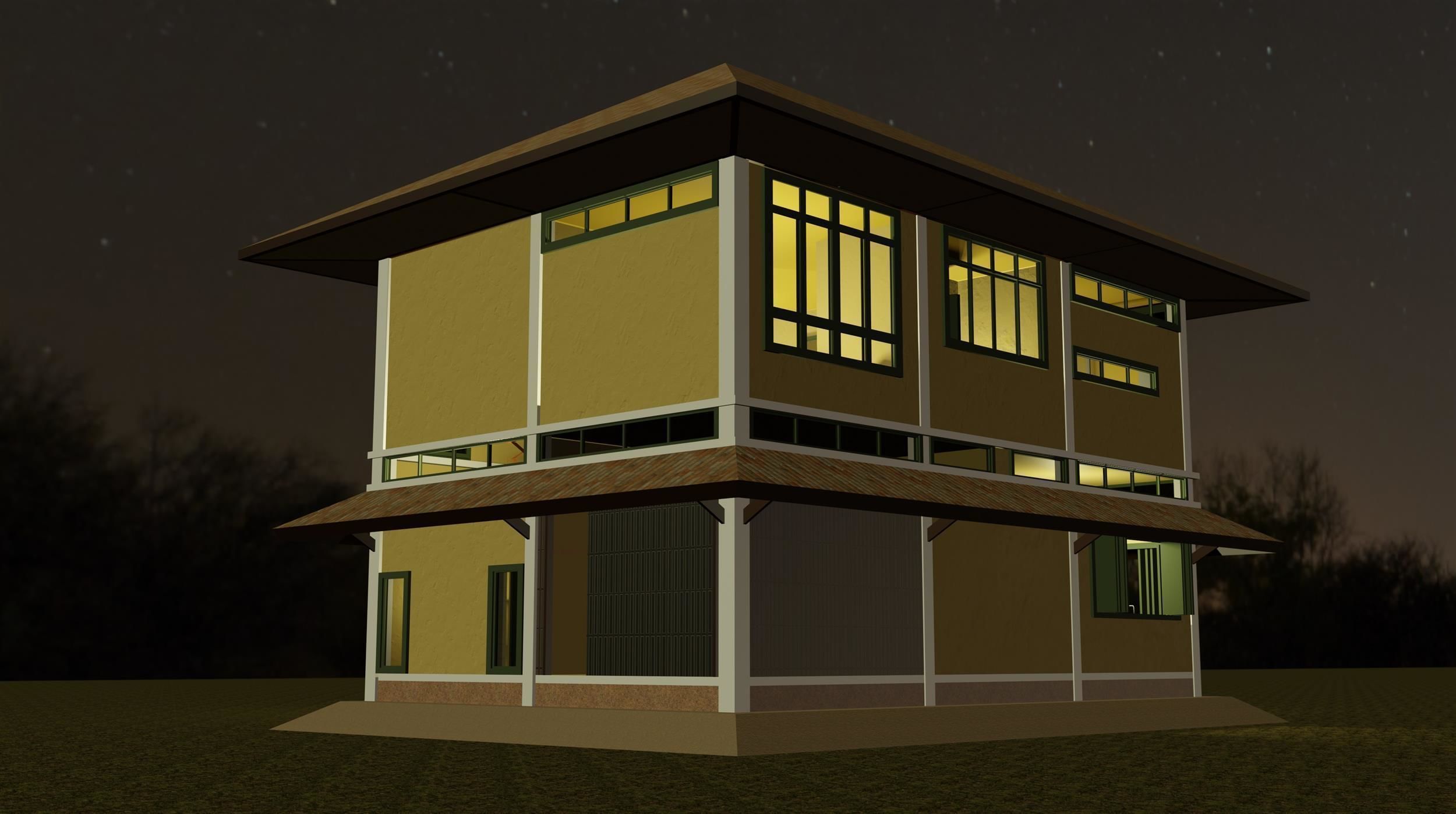 Colonial style house 3D model_6