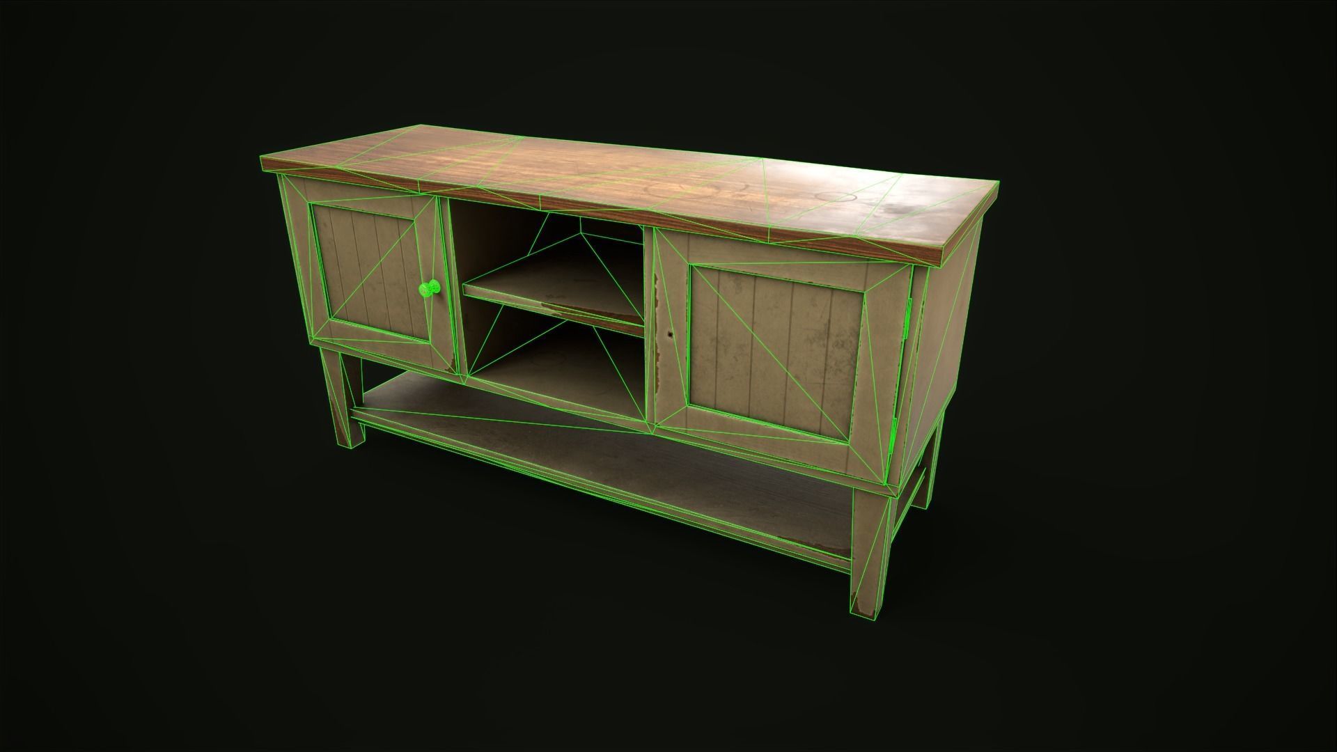 Old shabby sideboard Low-poly 3D model_8