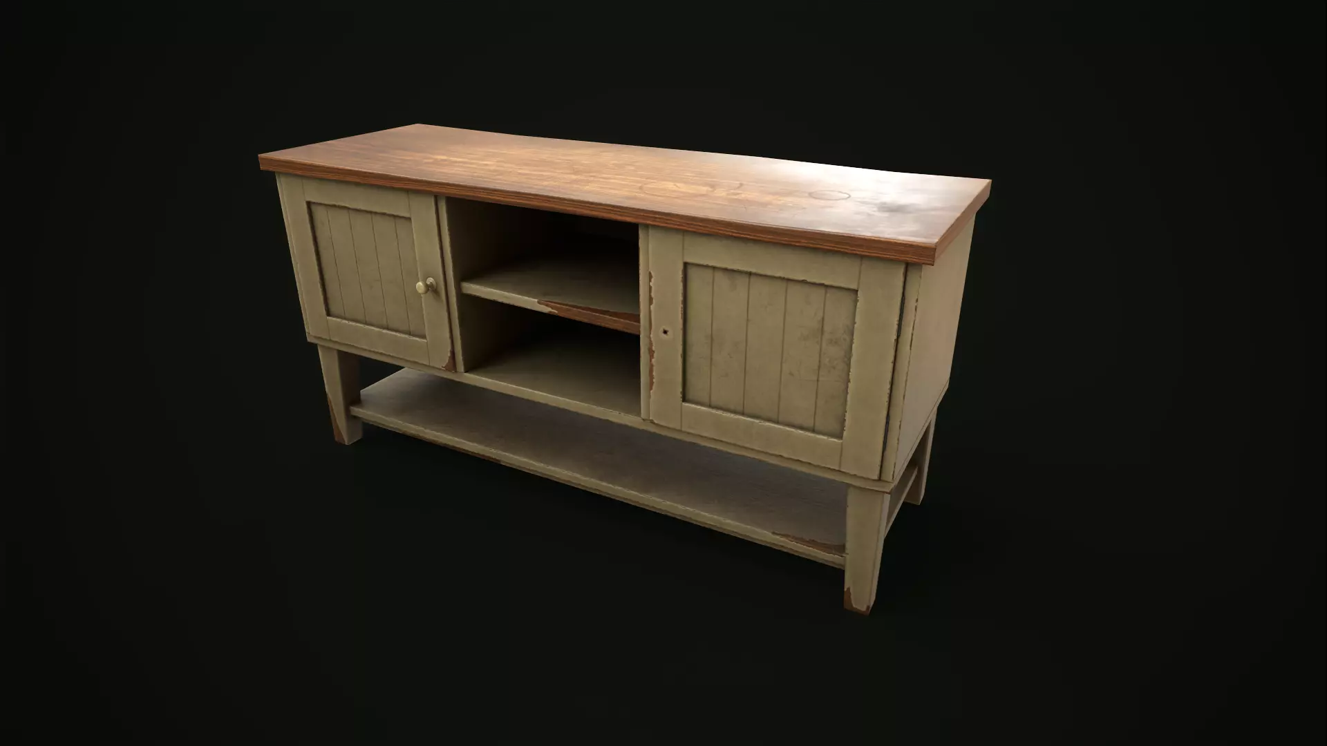Old shabby sideboard Low-poly 3D model_0